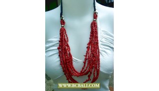 Cute Style Multi Strand Red Beads Necklace